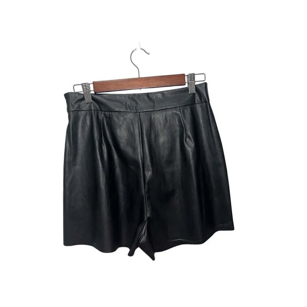 Altar'd State Faux Leather Pleated Mini Skort Size Medium Black NWT